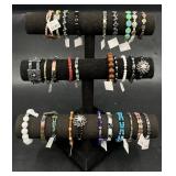 30 Handmade Bracelets on 3-Tier Velvet Display