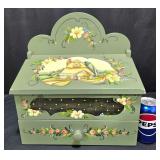 Vintage Handpainted Wood Mail Storage Folk Art Box