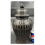 Salvador Black Ginger Jar Storage Vessel, Decor