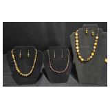 3 Fashion Necklace & Earrings Sets w Displays