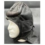 Vintage Pilot Aviator Leather Flight Helmet