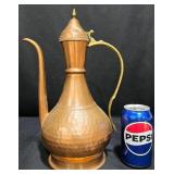 Solid Copper 13" Tall Turkey Tea Decanter