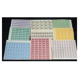 9 Mint US Stamp Sheets - 5c, 1c, 2c, 6/3c
