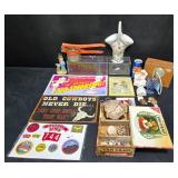 Vntg Lot - Potato Ricer, Signs, Porcelain Basket +