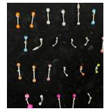 127 Mixed Piercings in Display Case- Nose, Lip +