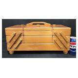 Vintage Wood Sewing Storage Box Romania