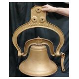 Antique Cast Iron Farm School Church Bell w Yoke