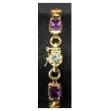 .925 Sterling Silver GP Gemstone Bracelet 18g