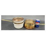 Vintage Copper & Ceramic Double Boiler Pan