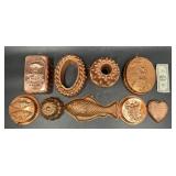 9 Vintage Copper Jello Jelly Baking Molds