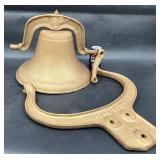 Antique Cast Iron Farm School Church Bell w Yokes