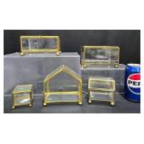Vintage Brass Edged Glass Display Vanity Boxes