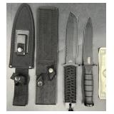 2 Fixed Blade Steel Knives w Sheaths