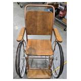 Antique Wooden Seat Folding Wheelchair