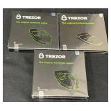 3 Sealed Trezor Crypto Hardware Wallets