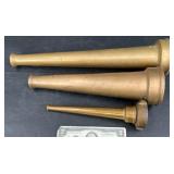 3 Brass Fire Hose Nozzles ï¿½ 9", 12" & 15.5"