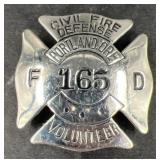 Civil Fire Defense Volunteer FD Badge Portland OR
