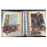 Binder w 34 Pages of Vintage Ephemera, Artwork