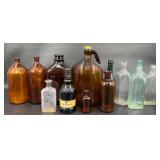13 Vintage Glass Bottles Collection