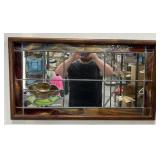 Framed Stained Glass Mirror w Rose Design