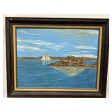 Original Oil Painting Sailboat Landscape R Poole