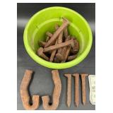 22 Railroad Spikes & 2 J-Shaped Anchor Hooks