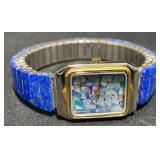 Stone Watch w Lapis Bracelet & Mosaic Dial