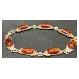 Sterling Silver Bracelet w Amber Stones