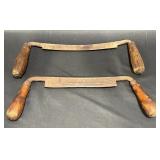 2 Antique Draw Knives w Wooden Handles