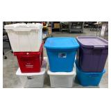 7 Plastic Storage Containers Totes w Lids