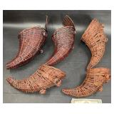 5 Wicker Thanksgiving Cornucopia Baskets
