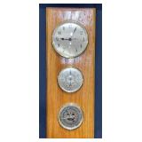 Wall Weather Station w Clock Thermometer Barometer