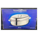 NIB Tramontina 12 Qt Stainless Steel Deep Roaster