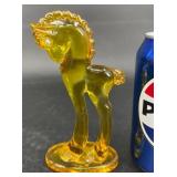 Yellowï¿½Mosser Slag Glass Prancing Horse Figurine
