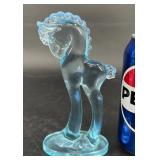 Blueï¿½Mosser Slag Glass Prancing Horse Figurine
