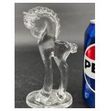 Clear Mosser Slag Glass Prancing Horse Figurine