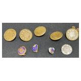 Military & Club Pins w Buttons Collection
