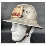 Vintage EBFD Firefighter Chief Helmet w Chin Strap