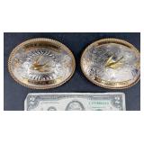 2 Montana Silversmiths German Silver Belt Buckles
