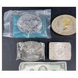 4 Belt Buckles ï¿½ NRA, American, Bass