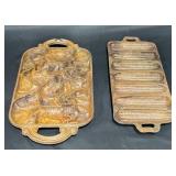 2 Vintage Cast Iron Animal & Cornbread Molds