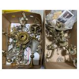 2 Brass Chandeliers for Restoration w Crystals