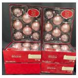 6 Boxes Pink Glass Christmas Ornaments