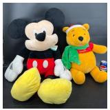 2 Disney Plushies ï¿½ Mickey Mouse & Pooh Bear