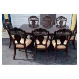 Wood Dining Table w 8 Chairs & Leaves