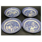 4 Churchill Blue Willow 8" Soup Bowls 4 Churchill Blue Willow 8" Soup Bowls