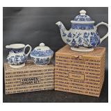 Churchill Blue Willow Teapot, Creamer & Sugar Set Churchill Blue Willow Teapot, Creamer & Sugar Set