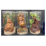 2 Laughing Buddhas in Cylindrical Cases + 2 Laughing Buddhas in Cylindrical Cases +