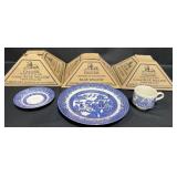 4 Sets- Churchill Blue Willow Dinner Plate & Cup 4 Sets- Churchill Blue Willow Dinner Plate & Cup