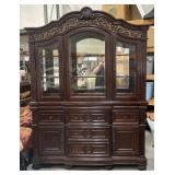Baronet Wood China Hutch w Carved Details